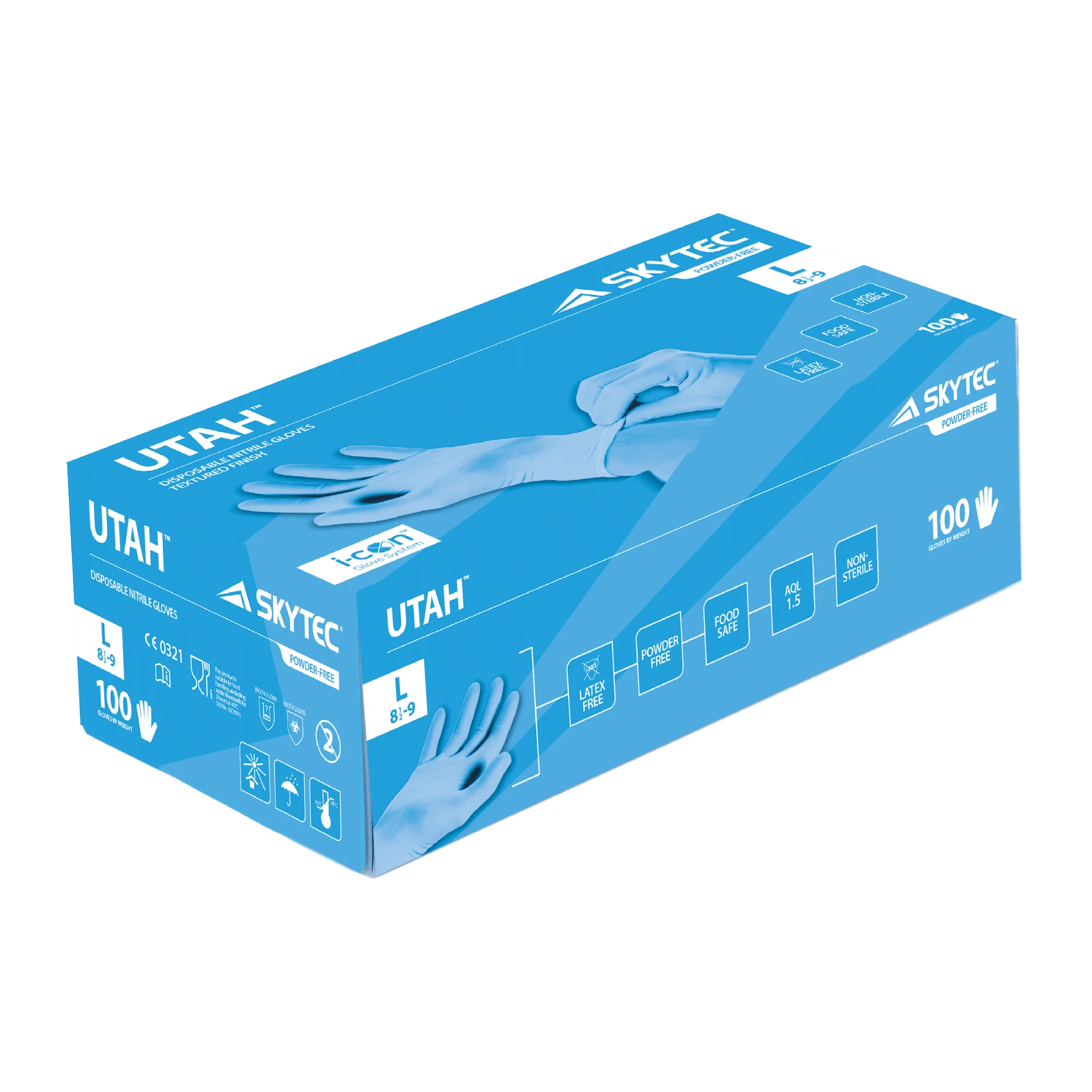 SKYTEC Utah Blue Nitrile Disposable Food Safe Latex Free Gloves (BOX OF 100) - Image 2