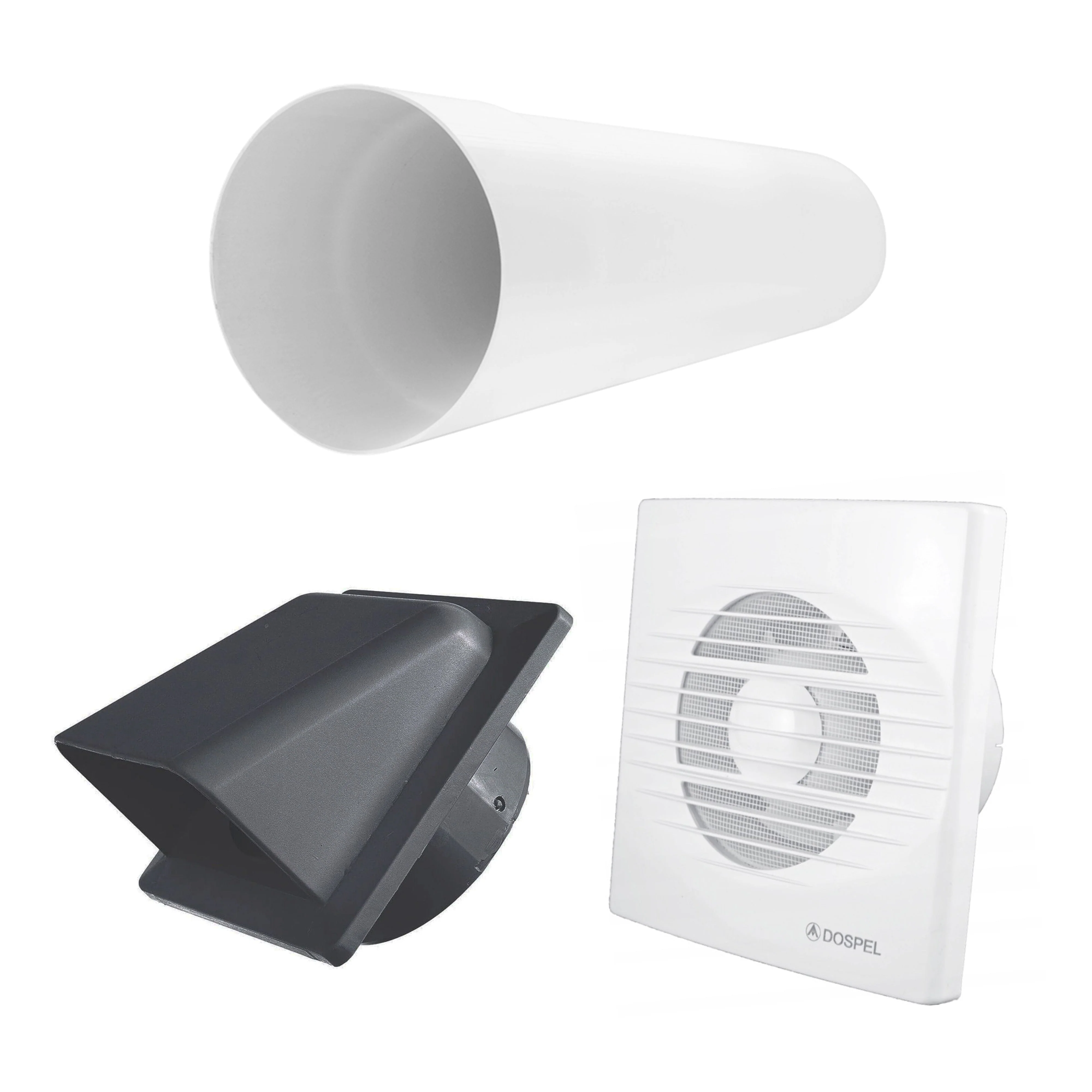 Through Wall Ventilation Kit RICO Timer and Humidistat Fan with Graphite External Vent - Image 2