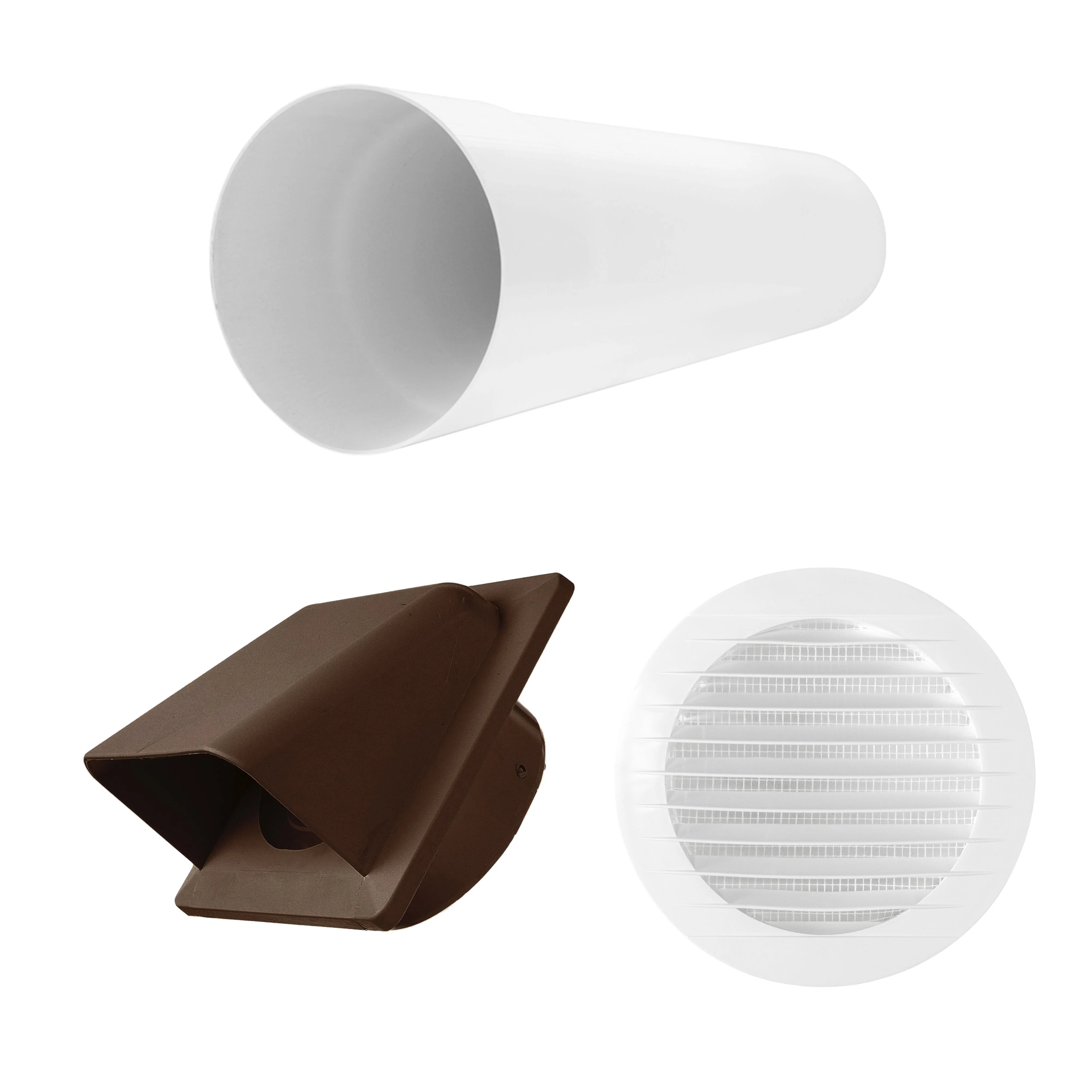 Through Wall Ventilation Kit Round Louvre Vent VC-KRO0184 with Brown External Vent - Image 2