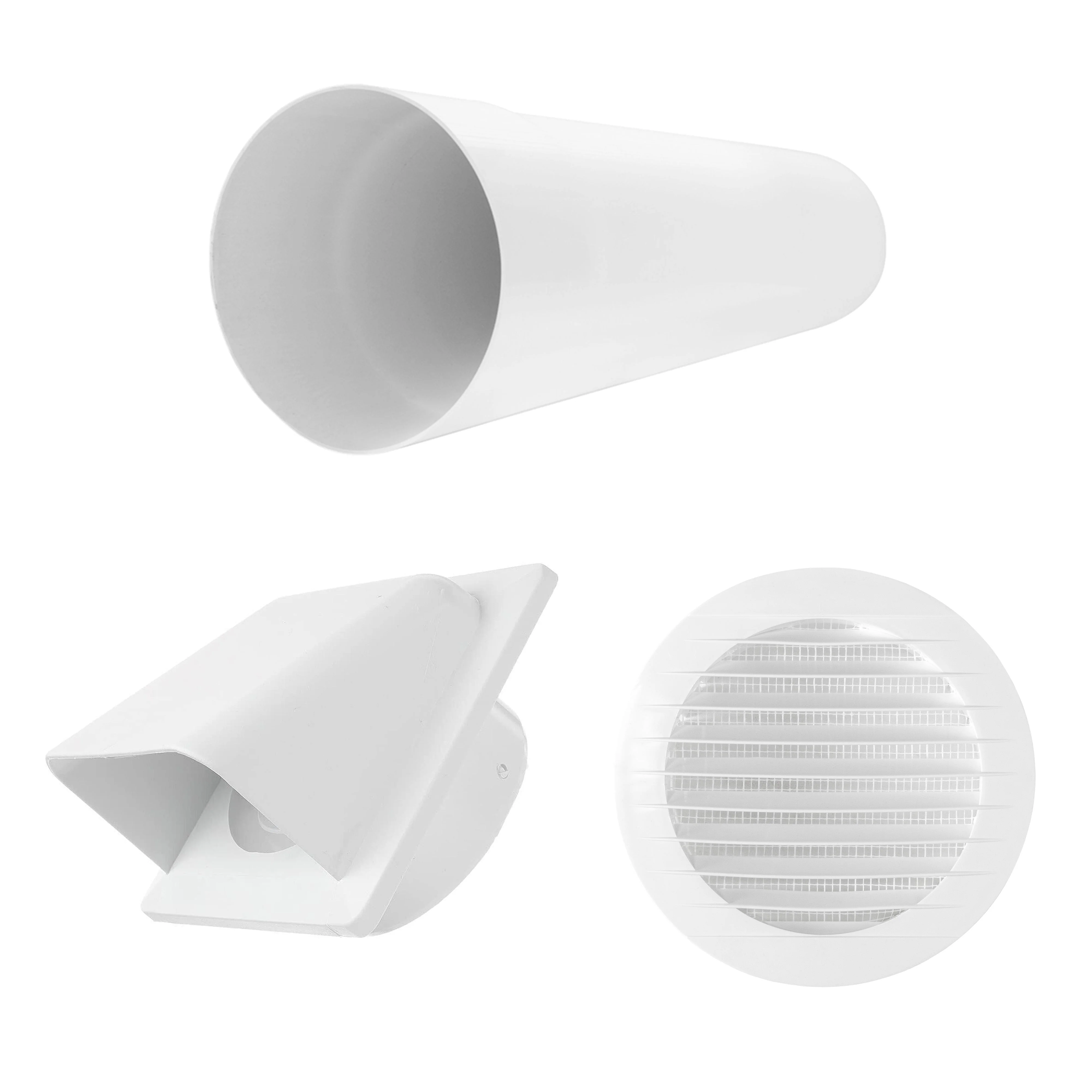 Through Wall Ventilation Kit Round Louvre Vent VC-KRO0184 with White External Vent - Image 2