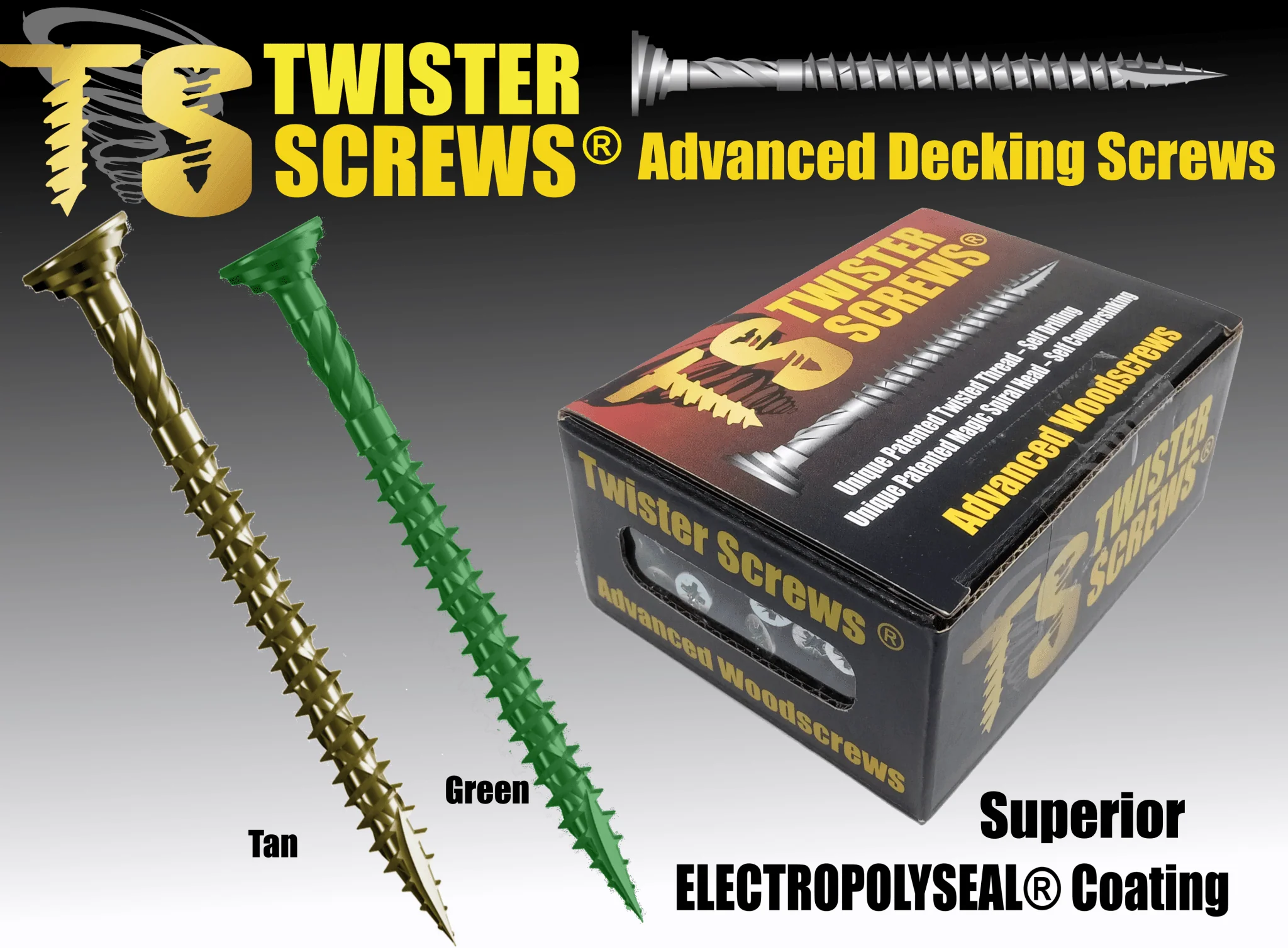 Twister Pro E-Coat Decking Screws – Self-Countersinking Serration Head - Image 3