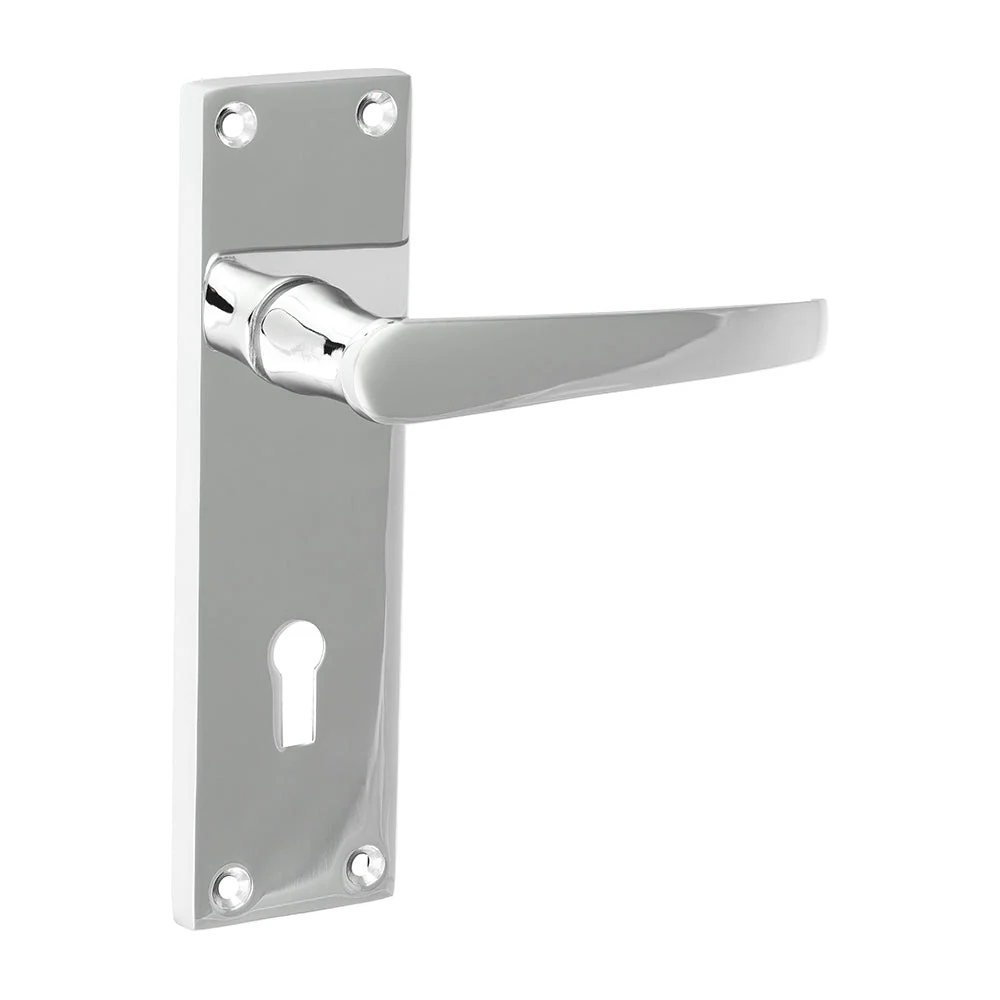 Victorian Straight Lock Handle – Polished Chrome - 152 × 43