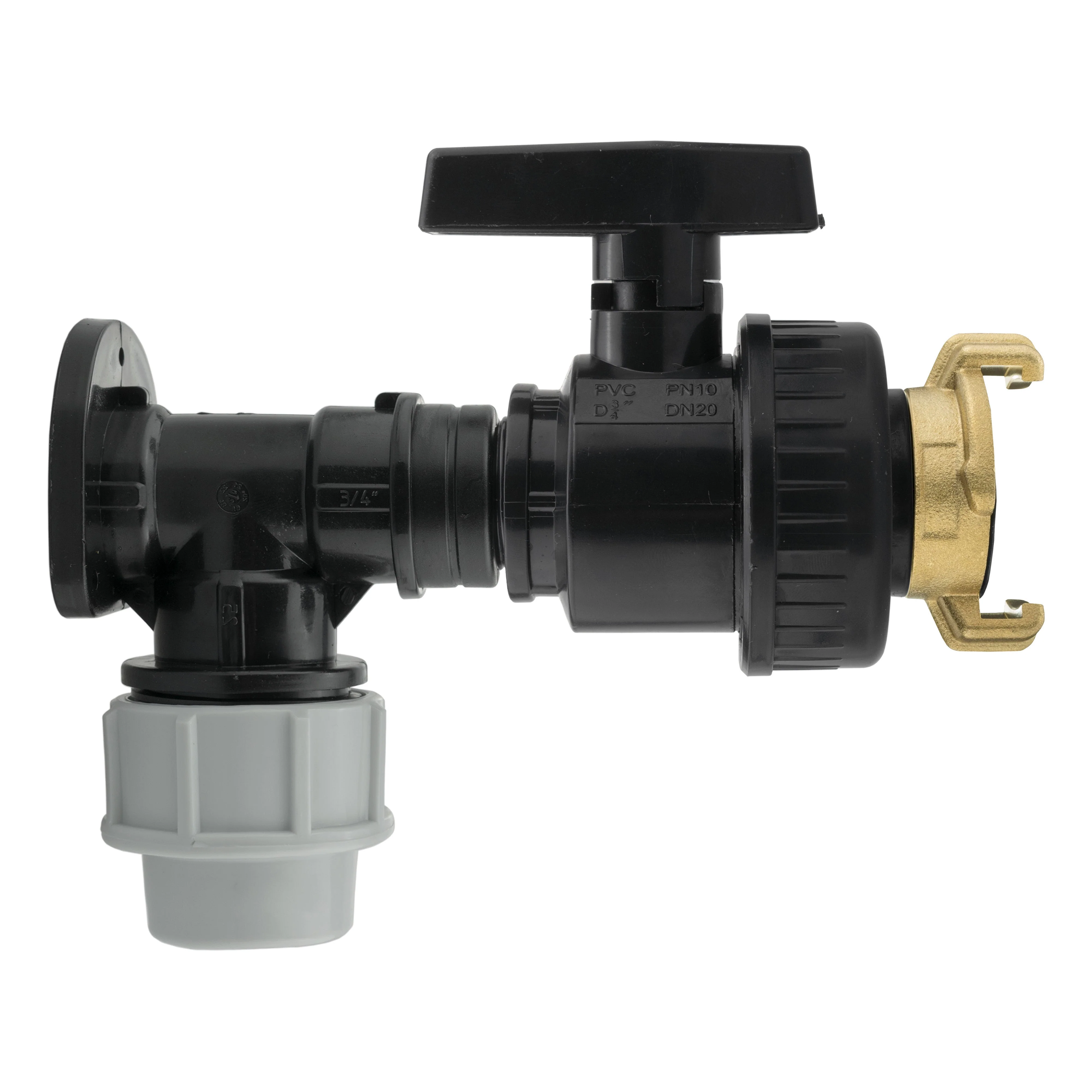 Wall Flange Kit 25mm MDPE + Large Plastic Valve + Geka