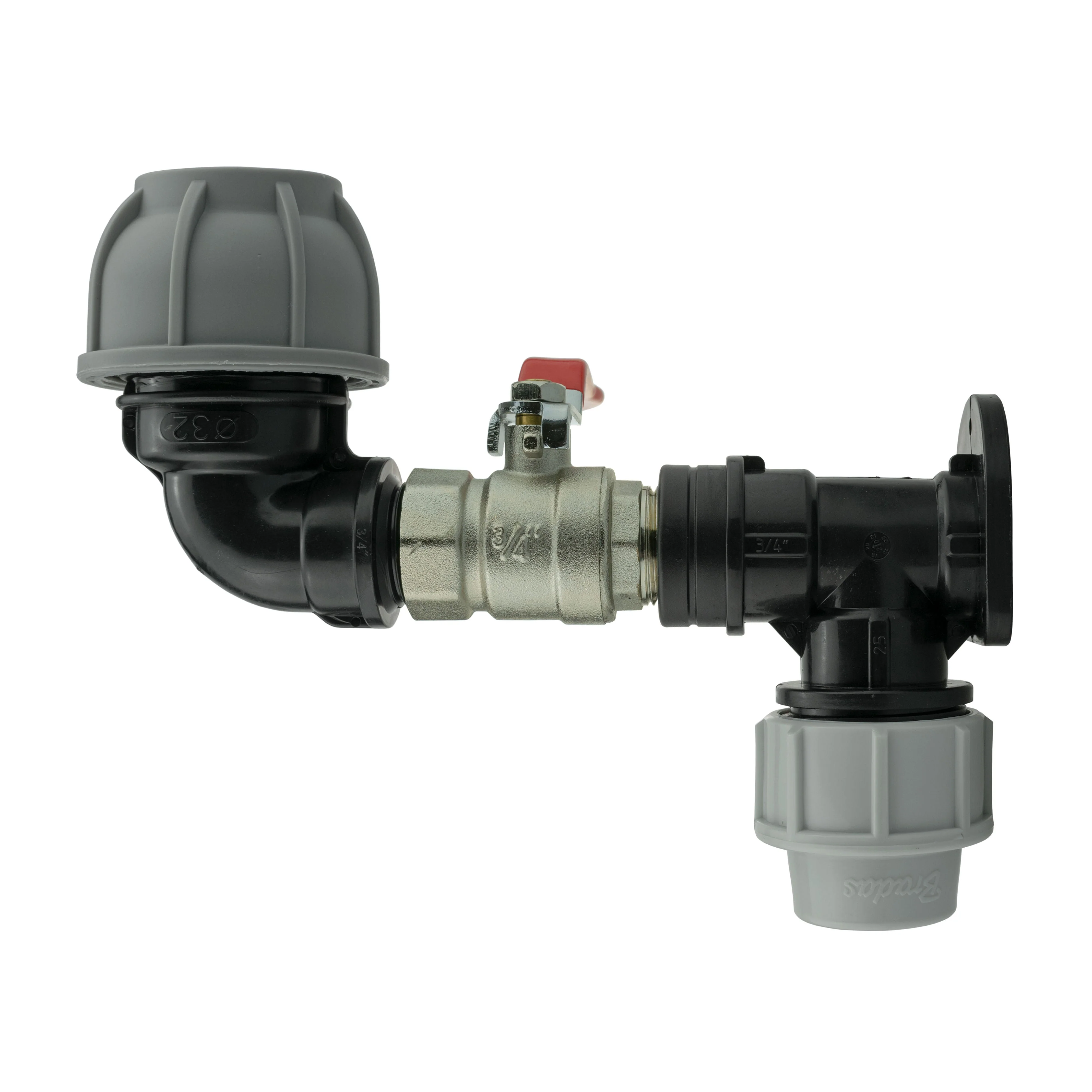 Wall Flange Kit 25mm MDPE + Lever Valve + 32mm MDPE Elbow - Image 4