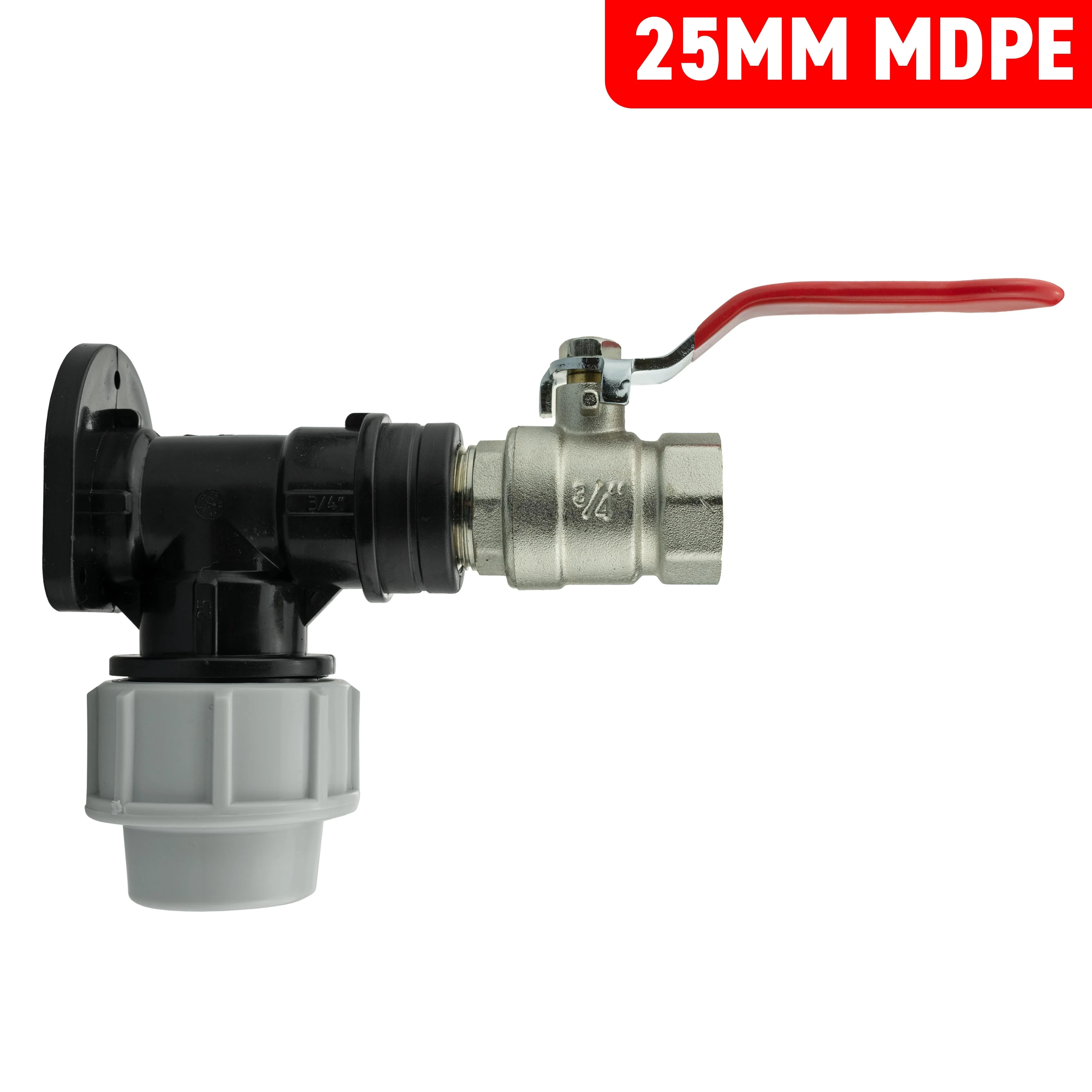 Wall Flange Kit 25mm MDPE + Lever Valve ¾” BSP - Image 3