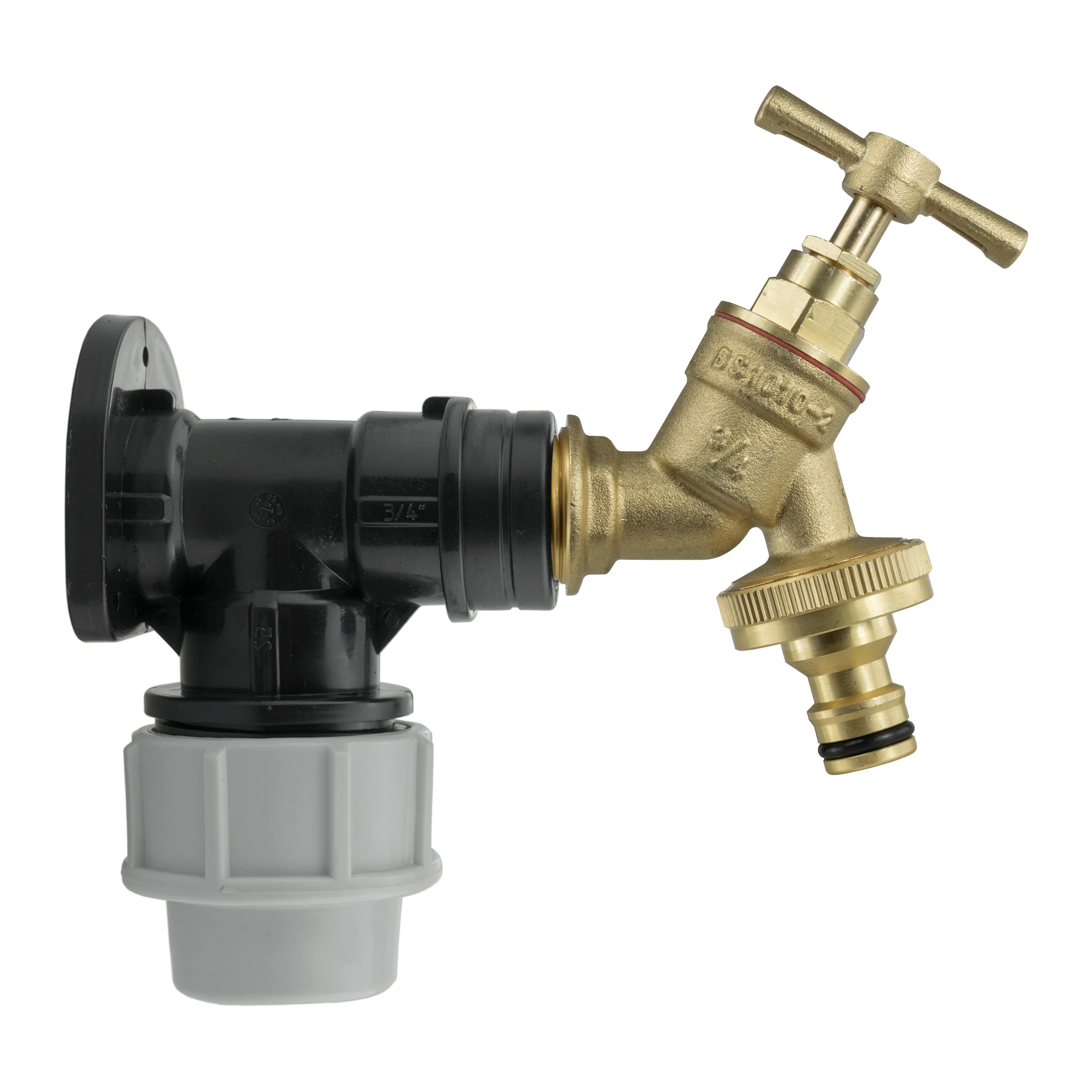 Wall Flange Kit 32mm MDPE - Brass Garden Tap Snap-On Male - Image 4